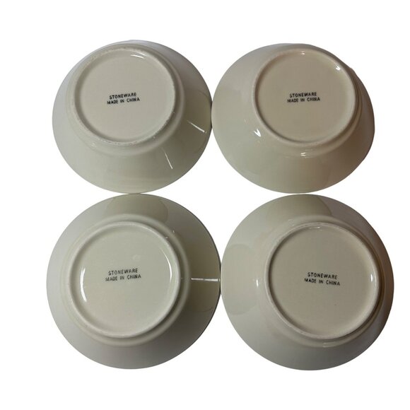 Vintage Christmas Set of Four "We Can Build A Snowman" Bowls Stoneware 80's 90's - Picture 2 of 5